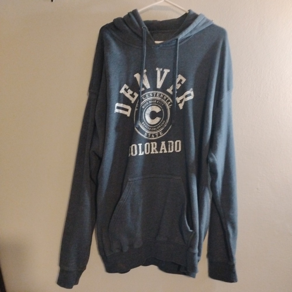 Colorado Blue Graphic Print Pullover Hoodie Hooded Logo Pockets XL
